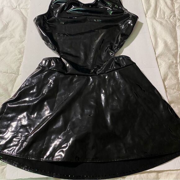 The Line up dance costume mature faux leather leotard DENISE LIQUID DRESS XL adl - Picture 2 of 9